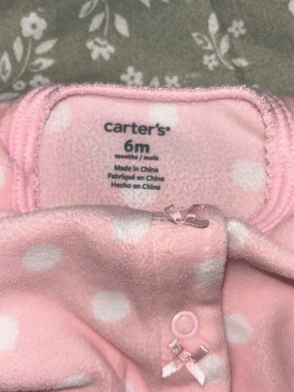 Carter's Light Pink Polka Dot Llama Fleece Footie